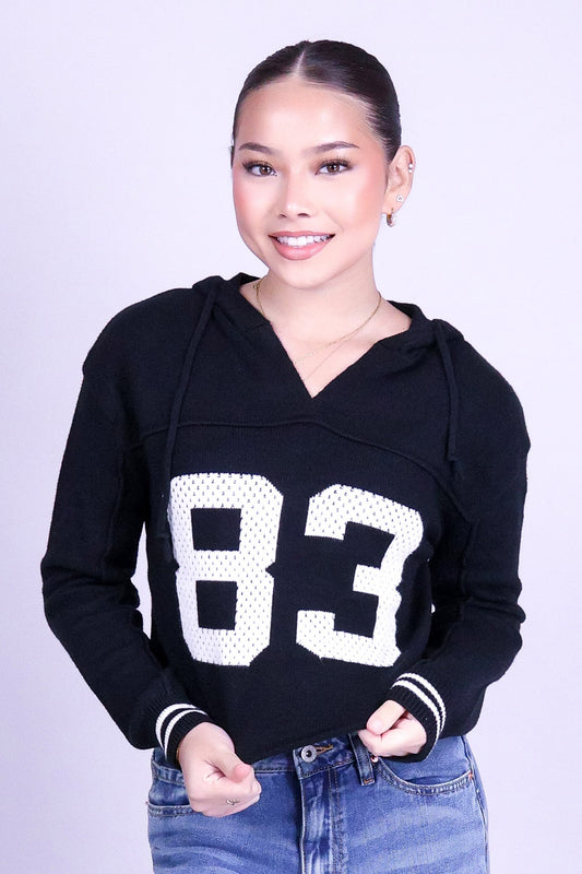ALL FOR THE GAME CROP VARSITY SWEATER