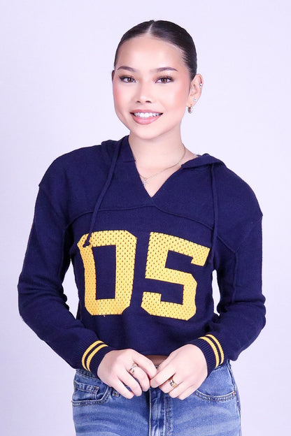 ALL FOR THE GAME CROP VARSITY SWEATER