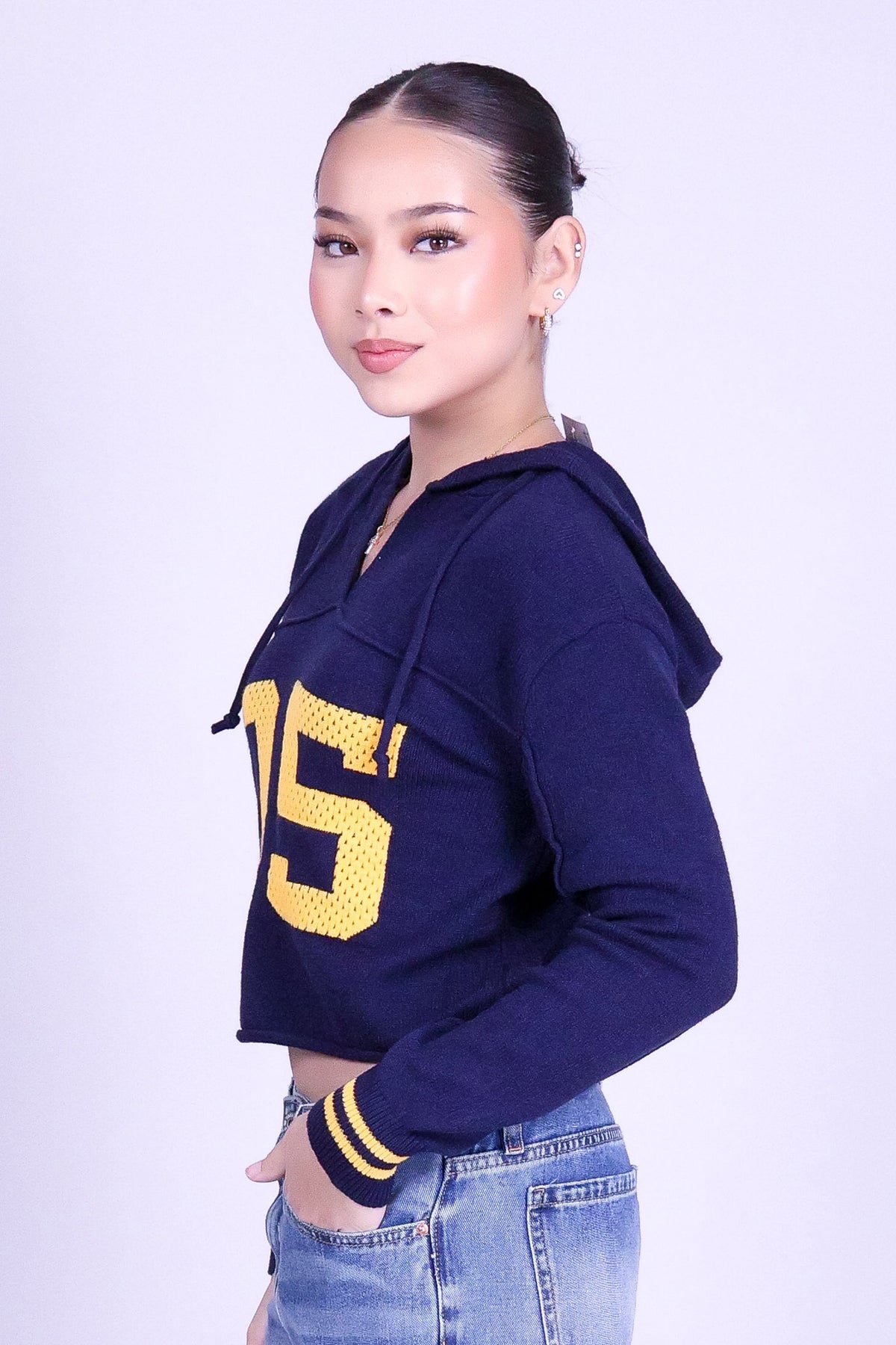 ALL FOR THE GAME CROP VARSITY SWEATER