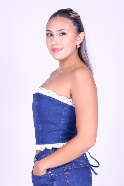 WEEKEND BLUE CROP TUBE TOP