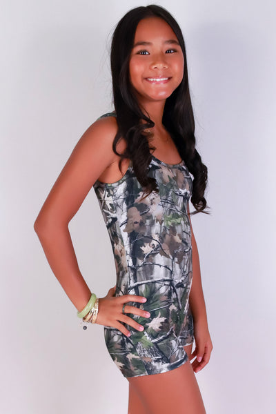 Jeans Warehouse Hawaii - DRESS RMPR 7-16 - HUNTING CAMO CATSUIT ROMPER | KIDS SIZE 7-16 | By LUZ