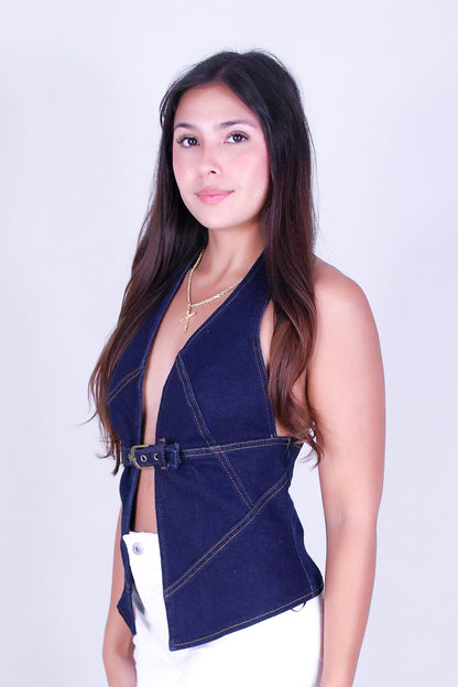 MIDNIGHT HALTER VEST TOP