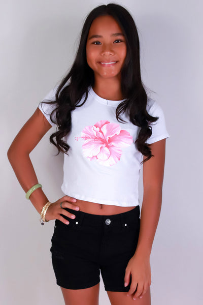Jeans Warehouse Hawaii - S/S PRINT 7-16 - HIBISCUS TEE | KIDS SIZE 7-16 | By LUZ
