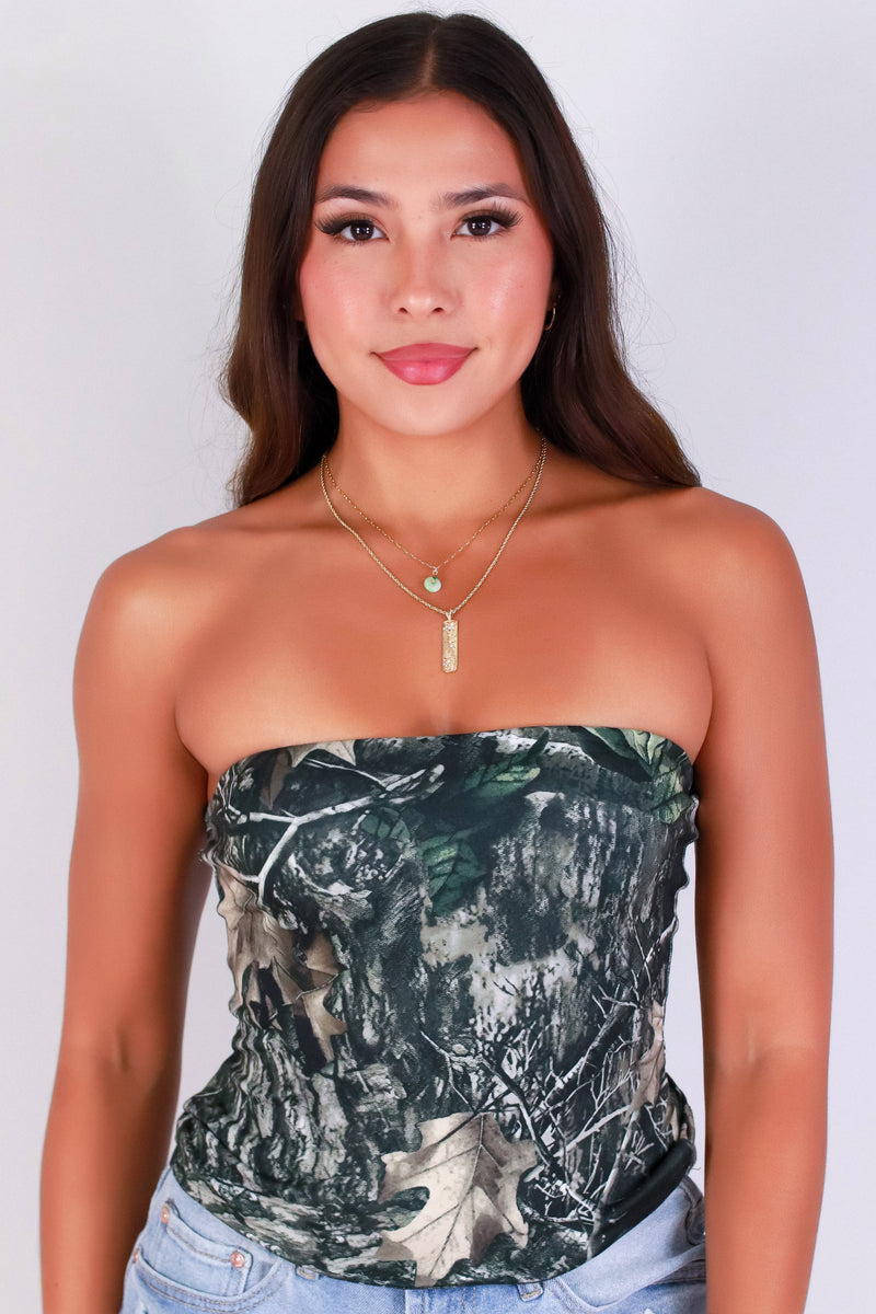 Jeans Warehouse Hawaii - SL PRINT - HOT GIRL HUNTING CAMO CROP TUBE TOP | By LUZ