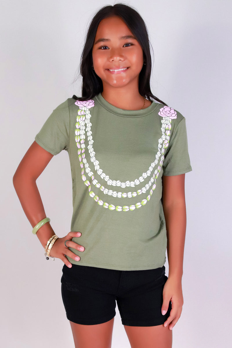 Jeans Warehouse Hawaii - S/S PRINT 7-16 - LOKELANI PIKAKE LEI TEE | KIDS SIZE 7-16 | By LUZ