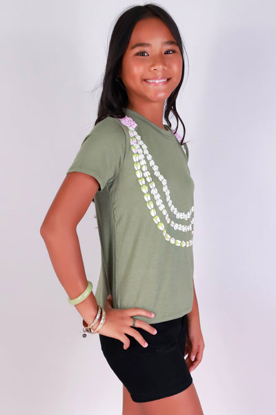 Jeans Warehouse Hawaii - S/S PRINT 7-16 - LOKELANI PIKAKE LEI TEE | KIDS SIZE 7-16 | By LUZ
