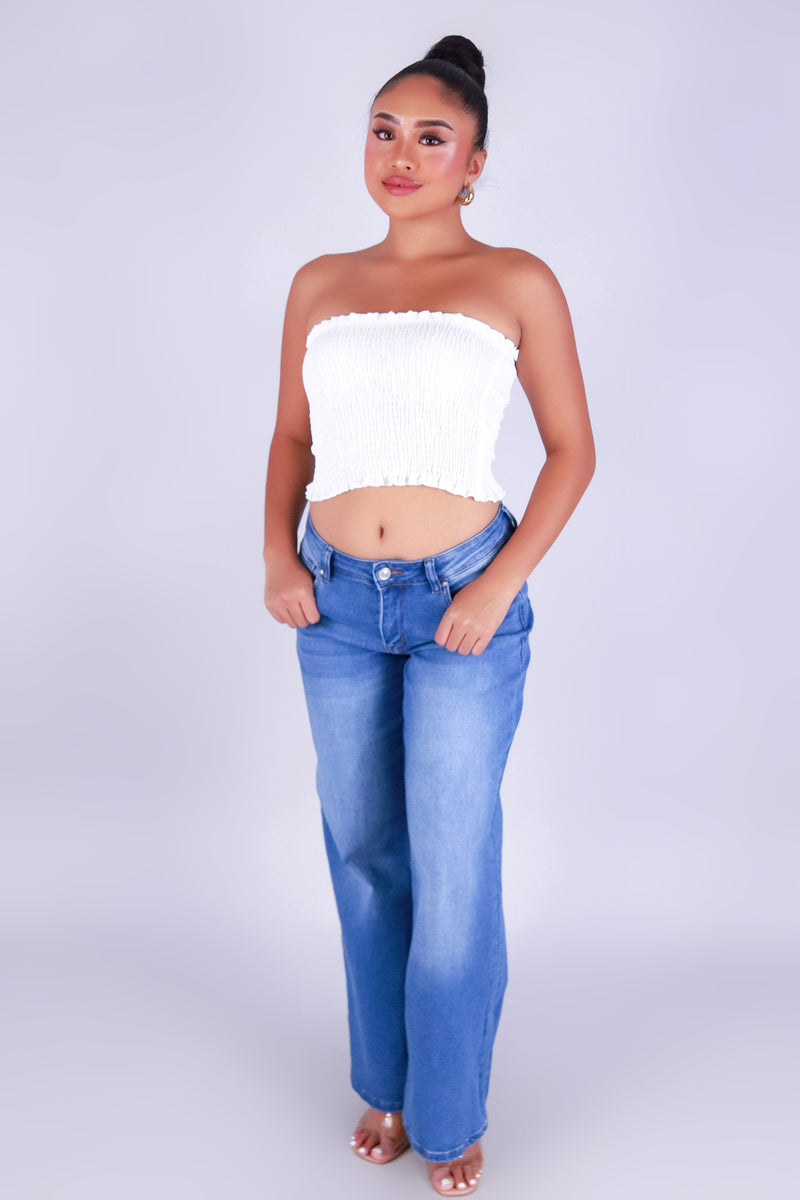 FRILLIA SMOCKED TUBE TOP