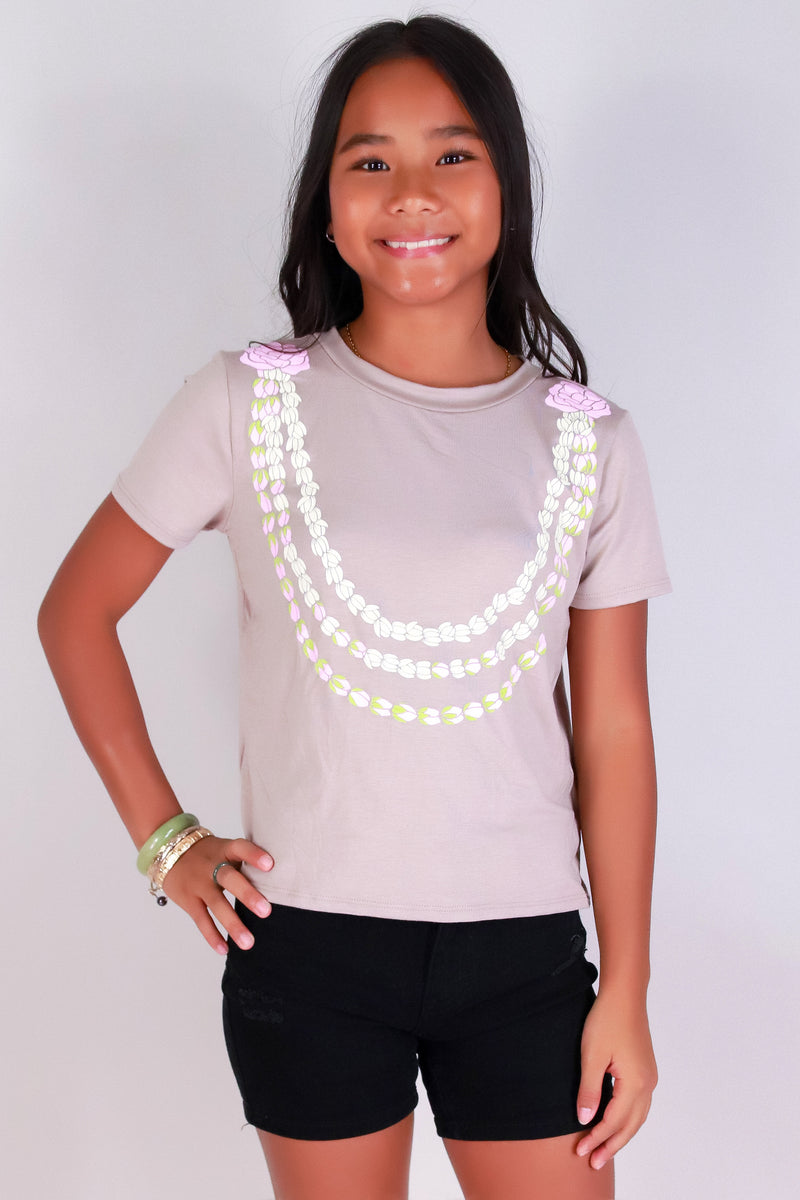 Jeans Warehouse Hawaii - S/S PRINT 7-16 - LOKELANI PIKAKE LEI TEE | KIDS SIZE 7-16 | By LUZ