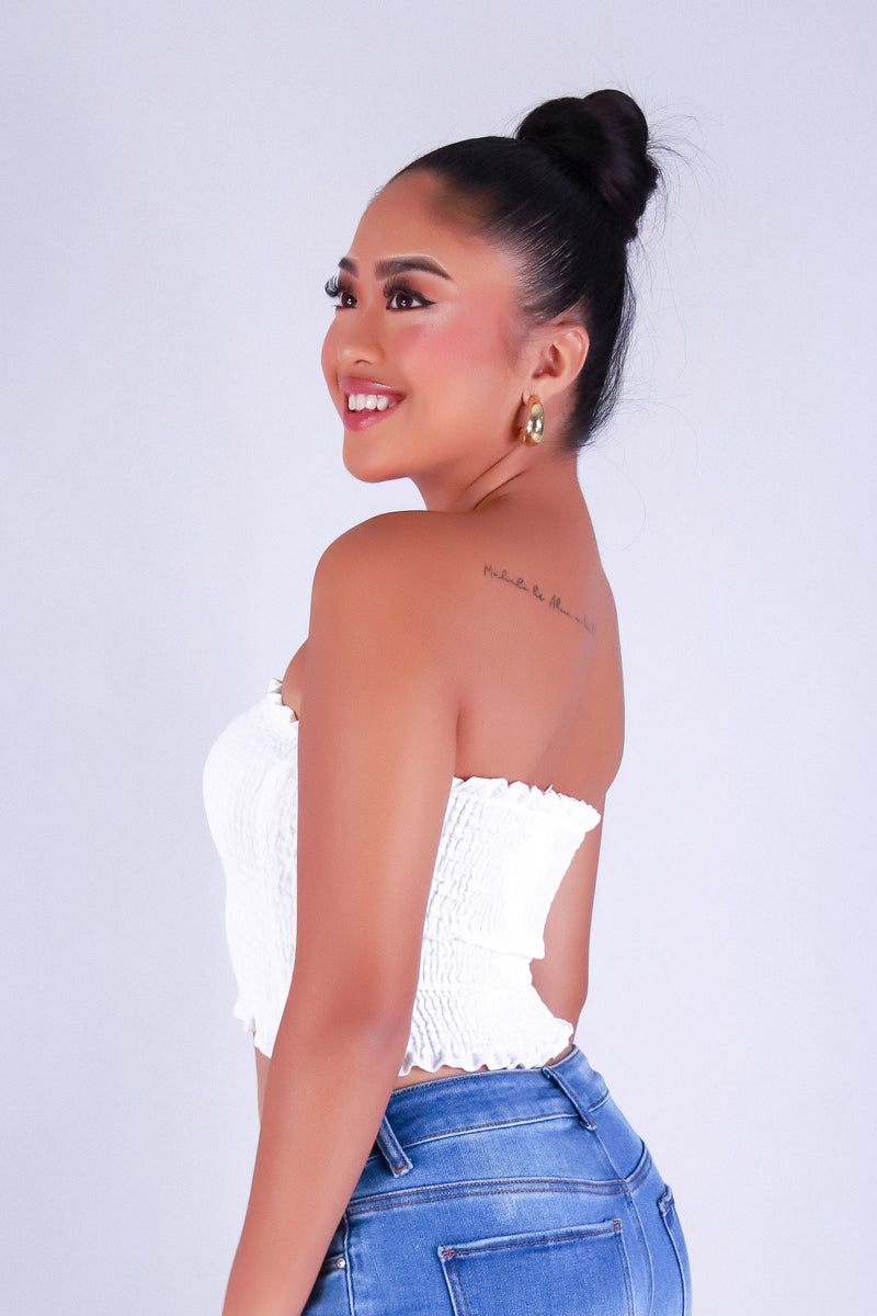 FRILLIA SMOCKED TUBE TOP