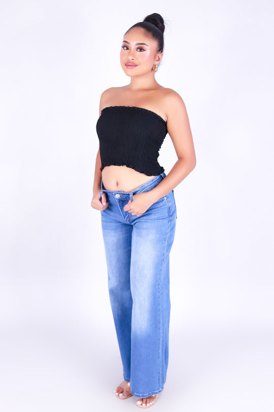 FRILLIA SMOCKED TUBE TOP