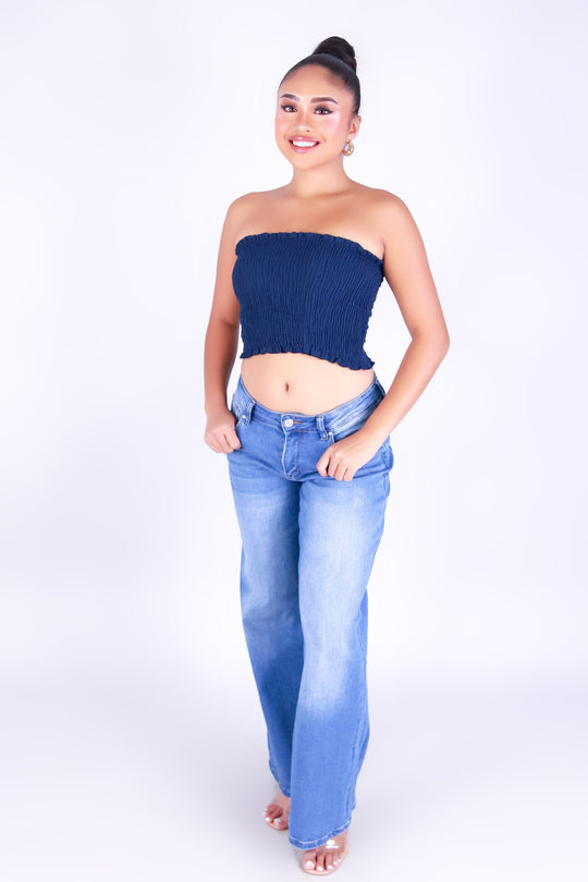 FRILLIA SMOCKED TUBE TOP