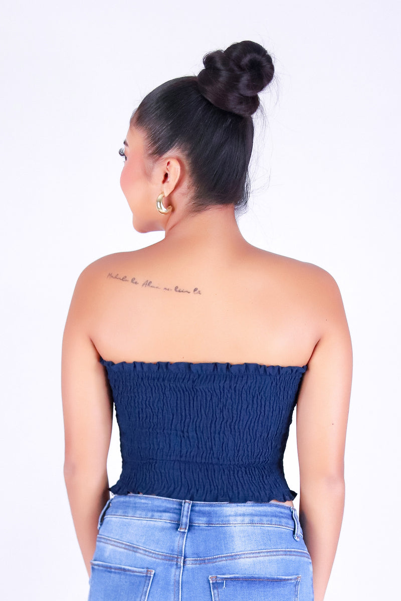 FRILLIA SMOCKED TUBE TOP