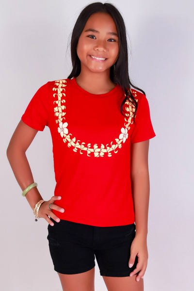 Jeans Warehouse Hawaii - S/S PRINT 7-16 - PUAKENIKENI LEI TEE | KIDS SIZE 7-16 | By LUZ