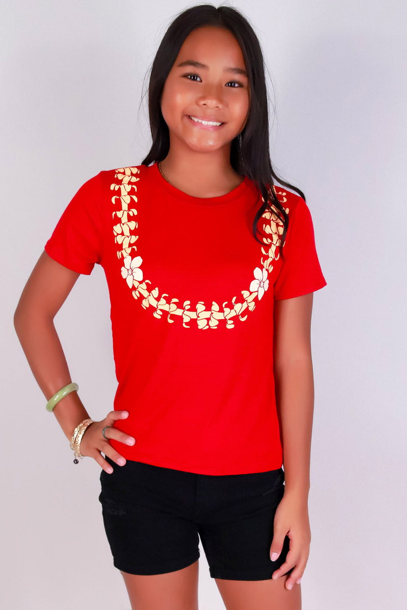Jeans Warehouse Hawaii - S/S PRINT 7-16 - PUAKENIKENI LEI TEE | KIDS SIZE 7-16 | By LUZ