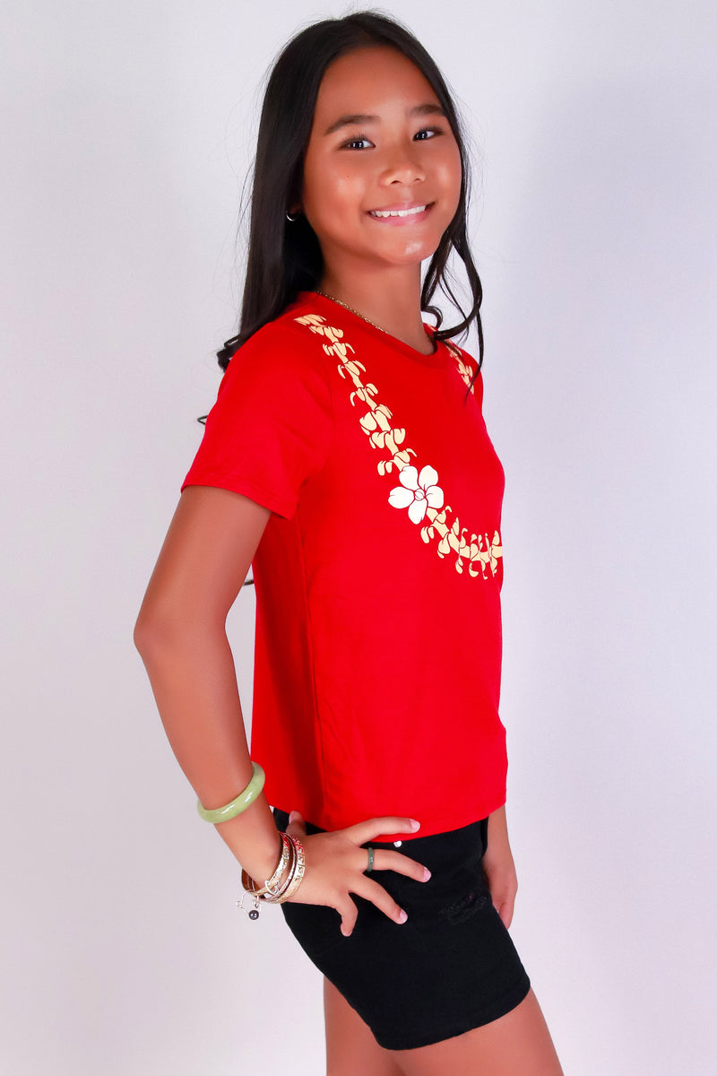 Jeans Warehouse Hawaii - S/S PRINT 7-16 - PUAKENIKENI LEI TEE | KIDS SIZE 7-16 | By LUZ