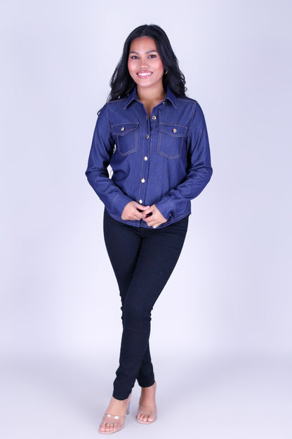 ROGUE BLUE BUTTON DOWN TOP