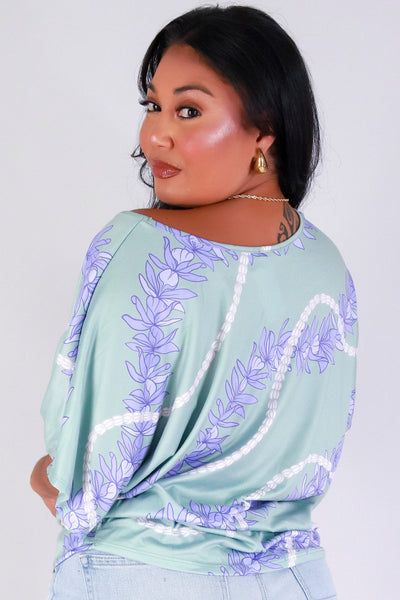 Jeans Warehouse Hawaii - PLUS PRINTED S/S - HONOHONO DOLMAN TOP | By LUZ