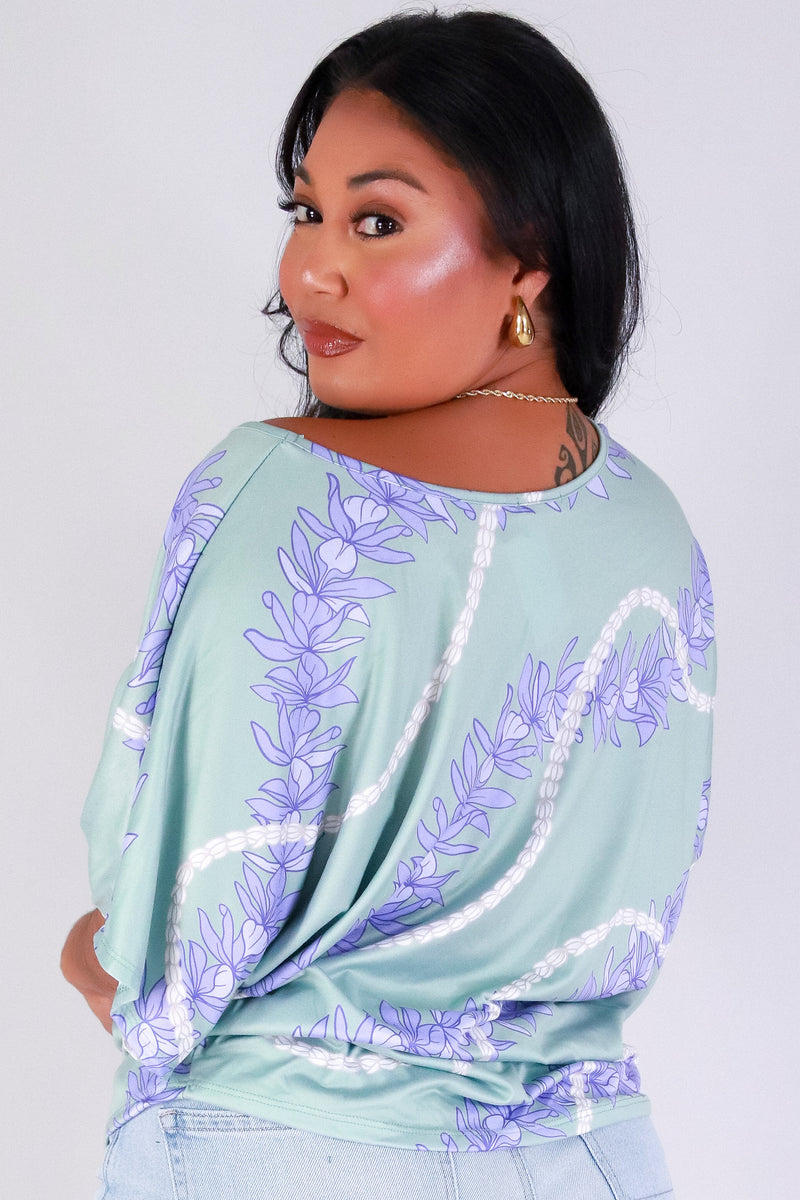 Jeans Warehouse Hawaii - PLUS PRINTED S/S - HONOHONO DOLMAN TOP | By LUZ