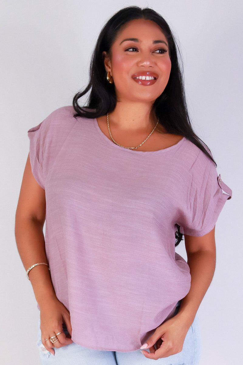Jeans Warehouse Hawaii - PLUS S/S SOLID WOVEN TOPS - LOWKEY LUXE TOP | By ZENOBIA