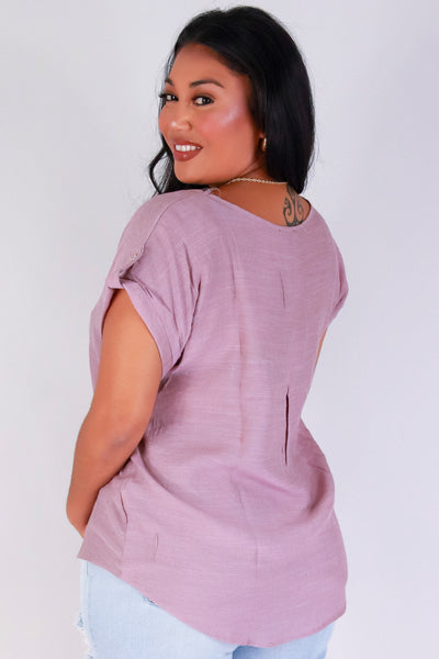 Jeans Warehouse Hawaii - PLUS S/S SOLID WOVEN TOPS - LOWKEY LUXE TOP | By ZENOBIA