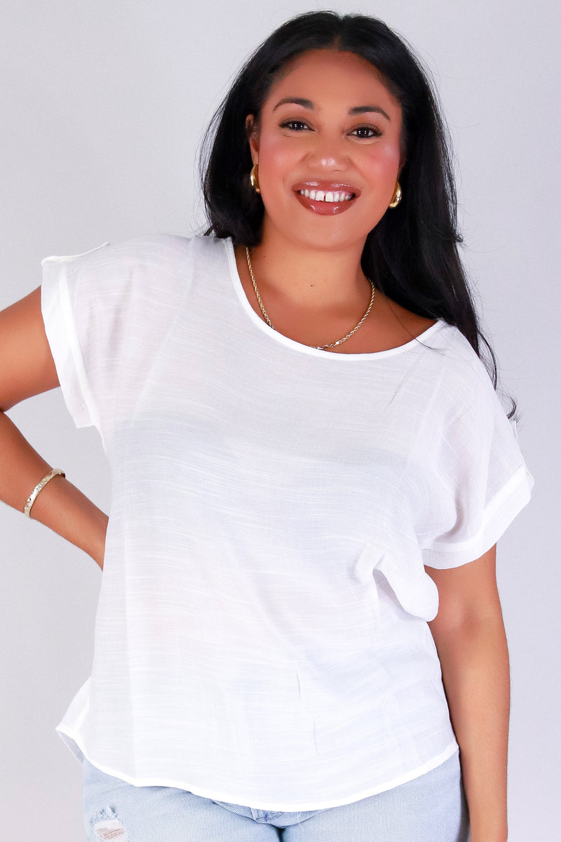 Jeans Warehouse Hawaii - PLUS S/S SOLID WOVEN TOPS - LOWKEY LUXE TOP | By ZENOBIA