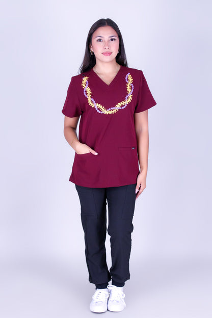 PUAKENIKENI CROWN FLOWER SCRUB TOP