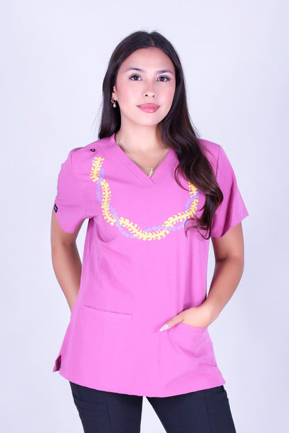 PUAKENIKENI CROWN FLOWER SCRUB TOP