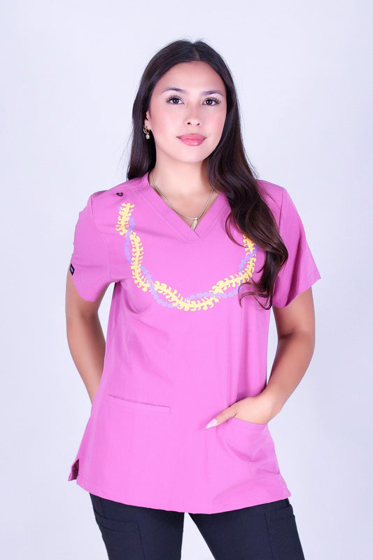 PUAKENIKENI CROWN FLOWER SCRUB TOP