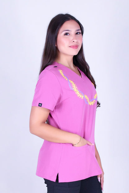 PUAKENIKENI CROWN FLOWER SCRUB TOP
