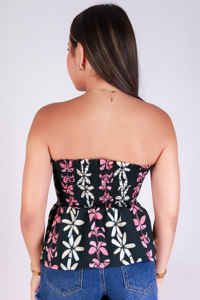 Jeans Warehouse Hawaii - TANK PRINT WOVEN DRESSY TOPS - PLUMERIA TIARE BABYDOLL TUBE TOP | By LUZ