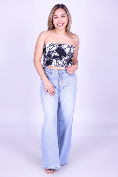 IN FULL BLOOM SMOCKED TUBE TOP