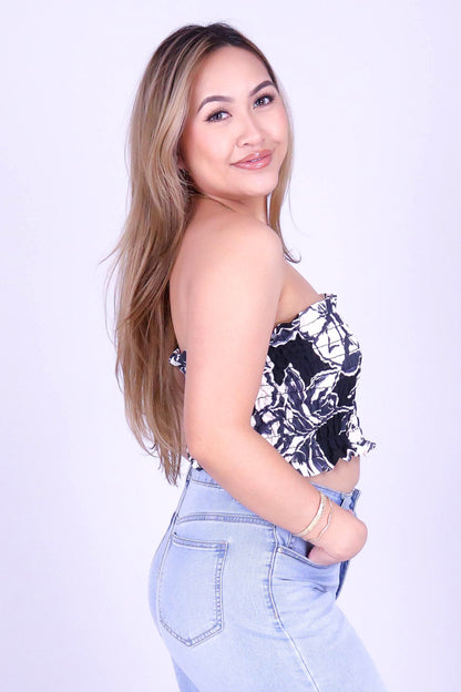 IN FULL BLOOM SMOCKED TUBE TOP