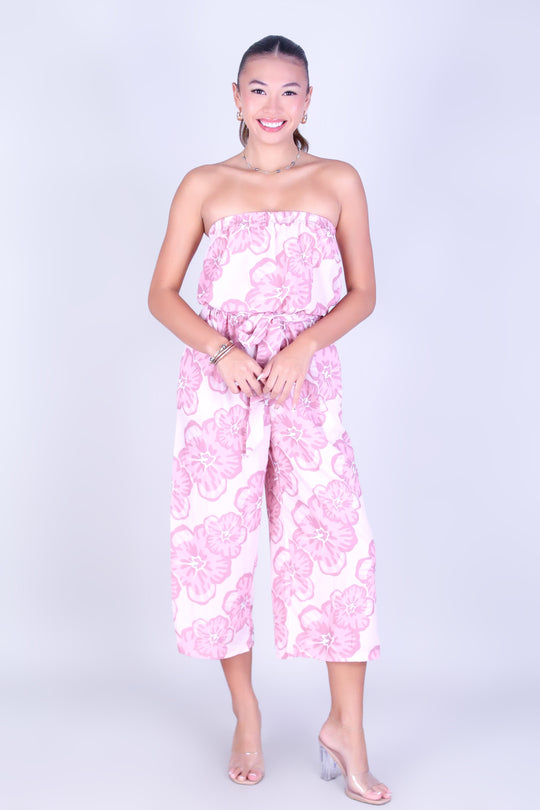 WATERCOLOR HIBISCUS TUBE JUMPSUIT