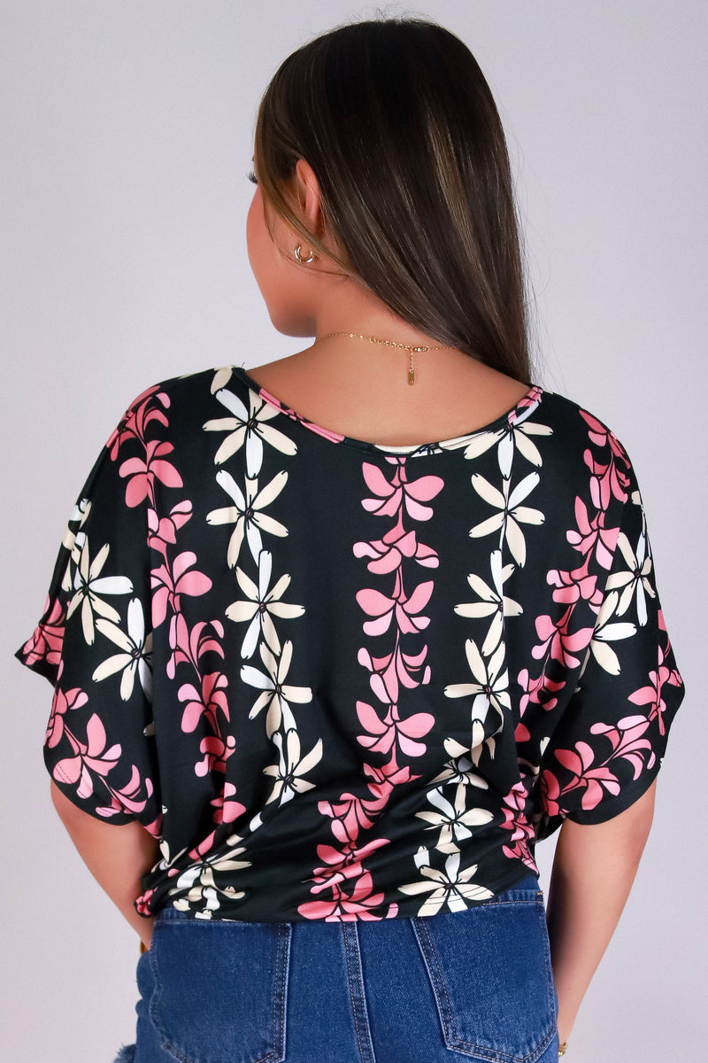 Jeans Warehouse Hawaii - SS PRINT - PLUMERIA TIARE DOLMAN TOP | By LUZ