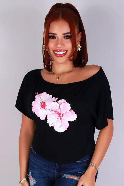 Jeans Warehouse Hawaii - S/S SCREEN - HIBISCUS OFF SHOULDER TOP | By LUZ