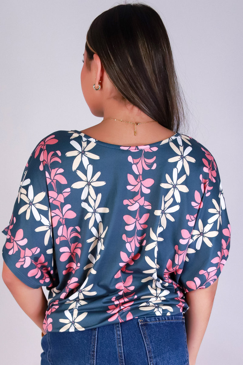 Jeans Warehouse Hawaii - SS PRINT - PLUMERIA TIARE DOLMAN TOP | By LUZ
