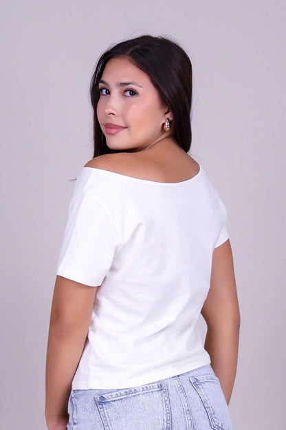 ALOHA FLOWER OFF SHOULDER TEE