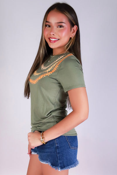 Jeans Warehouse Hawaii - S/S SCREEN - PUAKENIKENI 3 STRAND LEI TEE | By LUZ