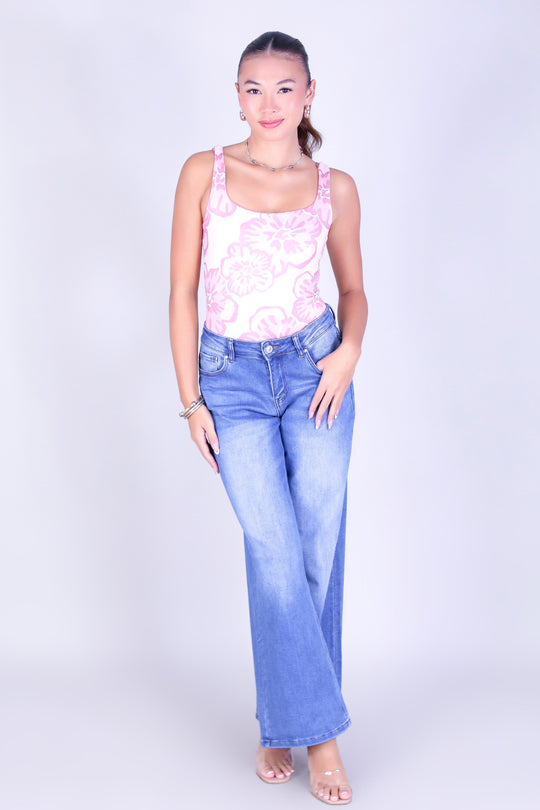 WATERCOLOR HIBISCUS BODYSUIT