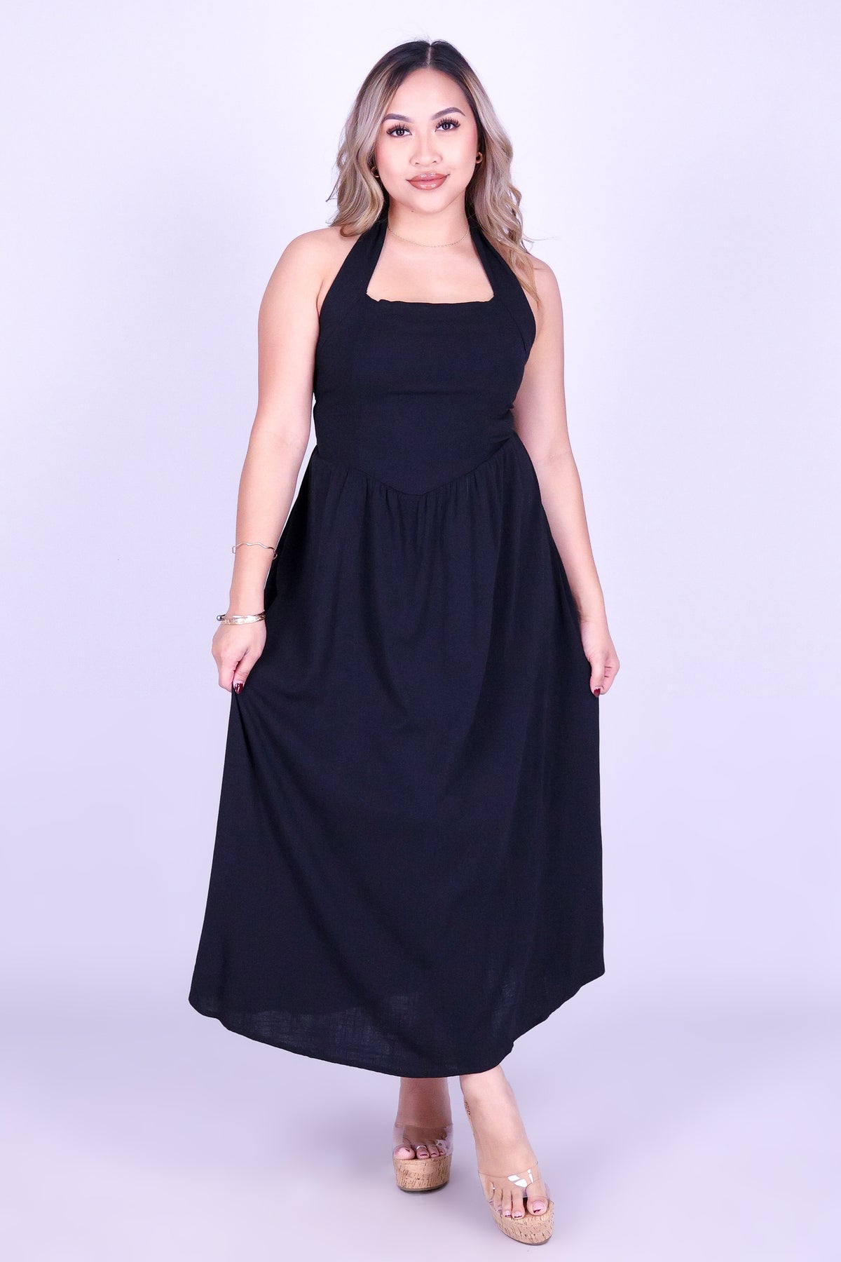STOLEN GLANCES MIDI DRESS