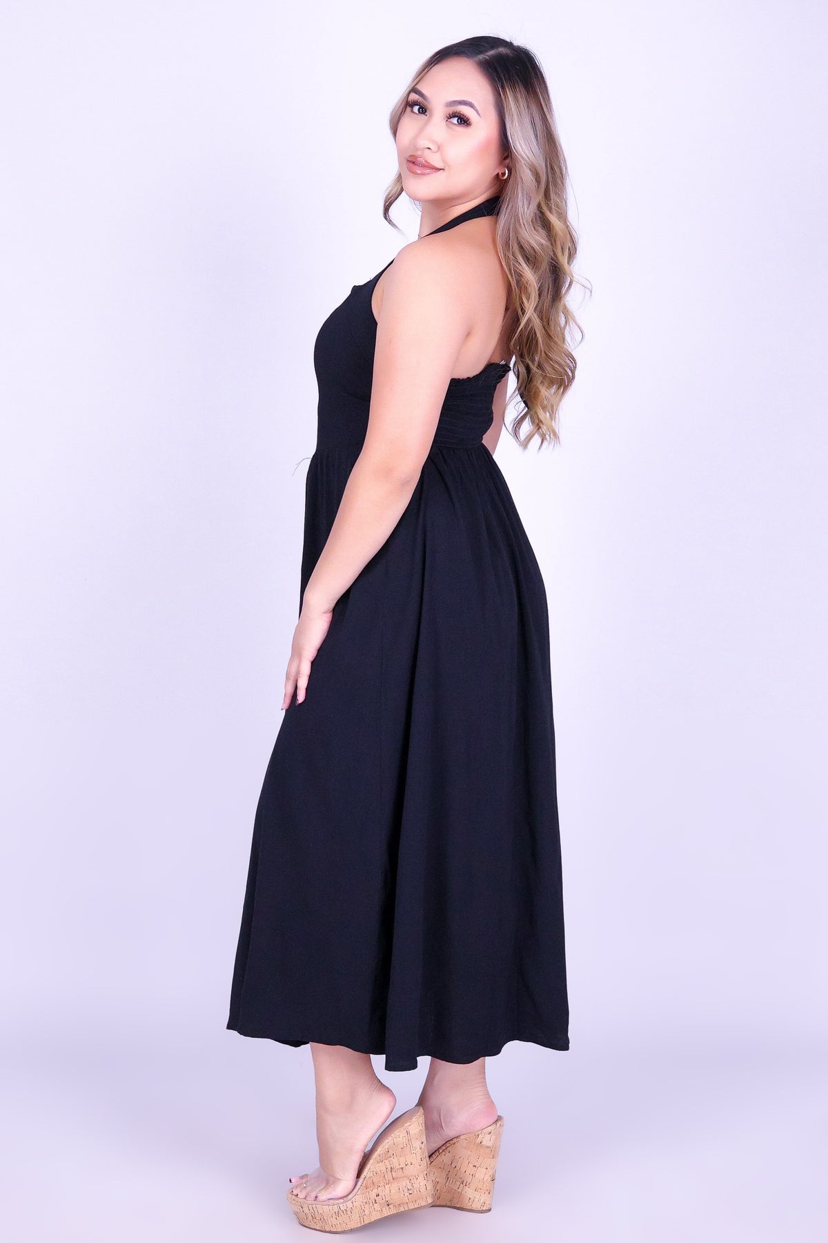 STOLEN GLANCES MIDI DRESS