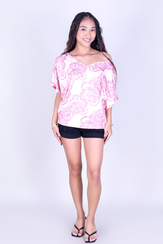 WATERCOLOR HIBISCUS DOLMAN TOP