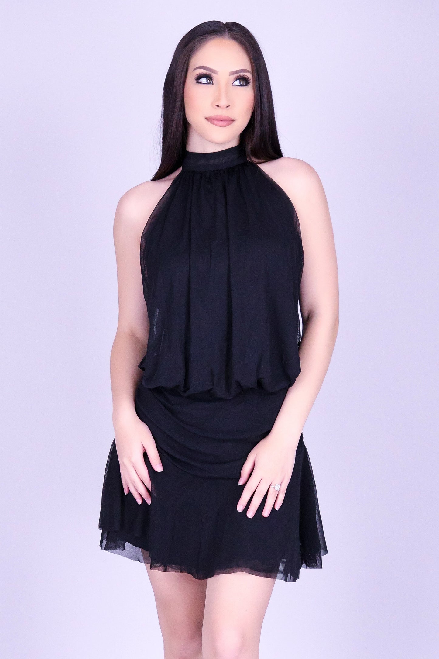 BLACK SWAN HALTER DRESS