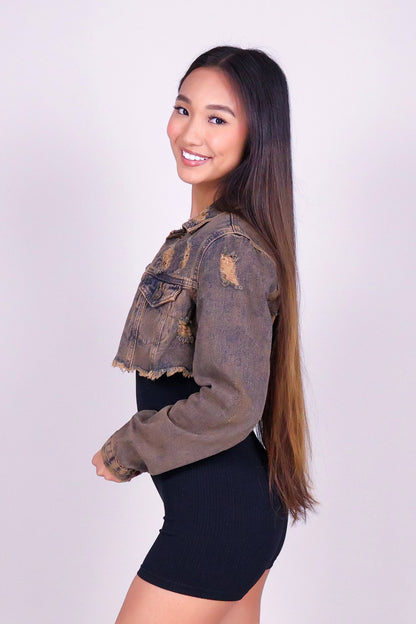 I'M FAMOUS CROP DENIM JACKET