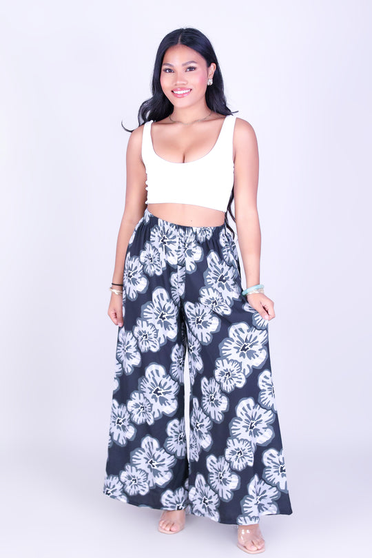WATERCOLOR HIBISCUS PALAZZO PANTS