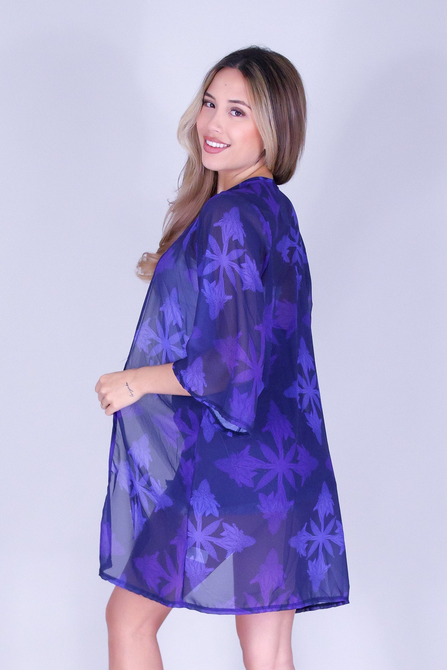 TORCH GINGER QUILT CHIFFON CARDIGAN