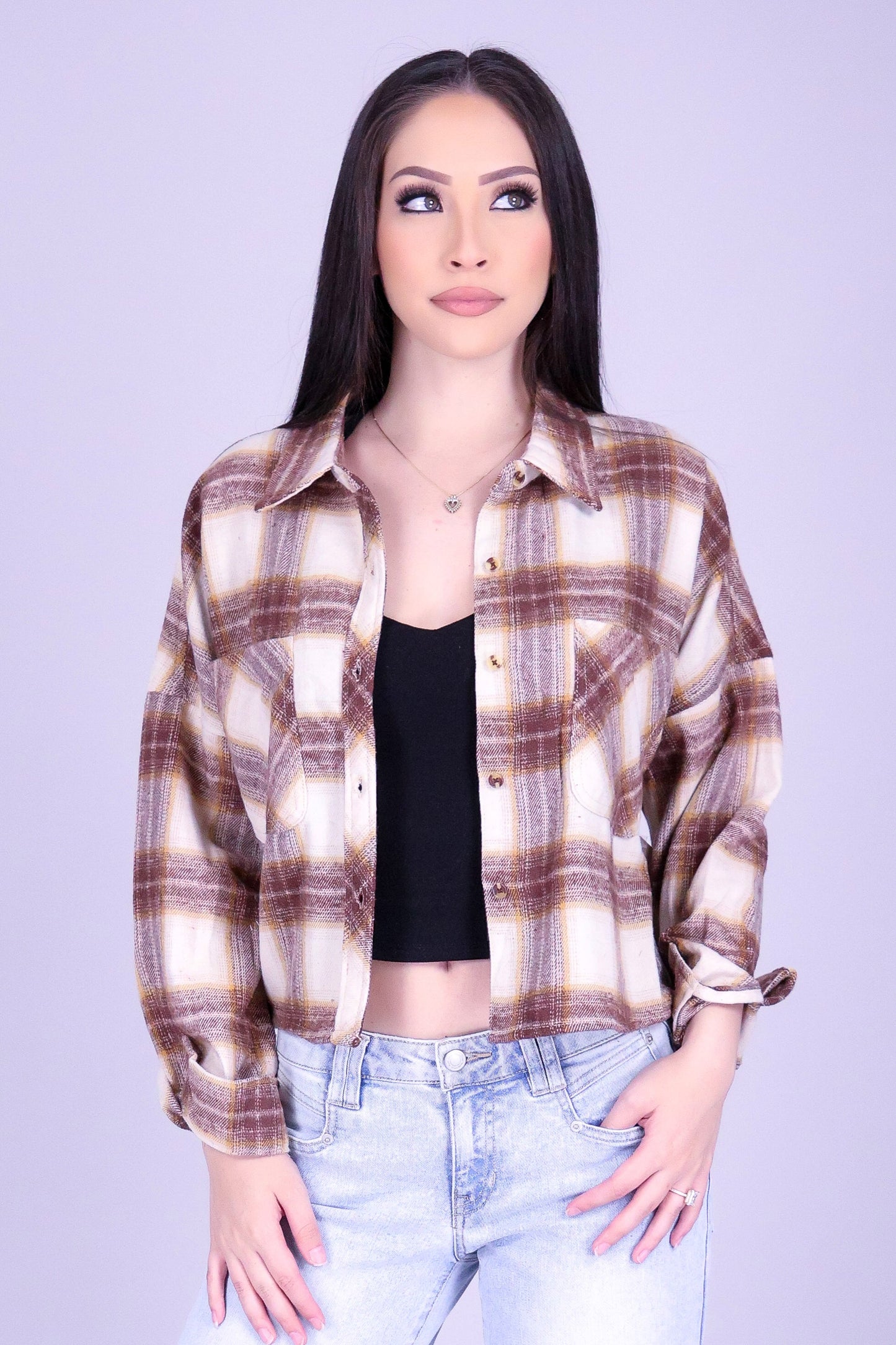 CHASING AUTUMN PLAID TOP