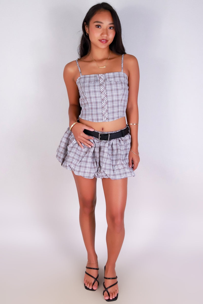 Jeans Warehouse Hawaii - MATCHING SEPARATES - CHECKED IN CROP TOP | By LOVE POEM