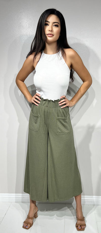 Jeans Warehouse Hawaii - SOLID KNIT PANTS - RIBBED WIDE LEG PANTS | By VERY J