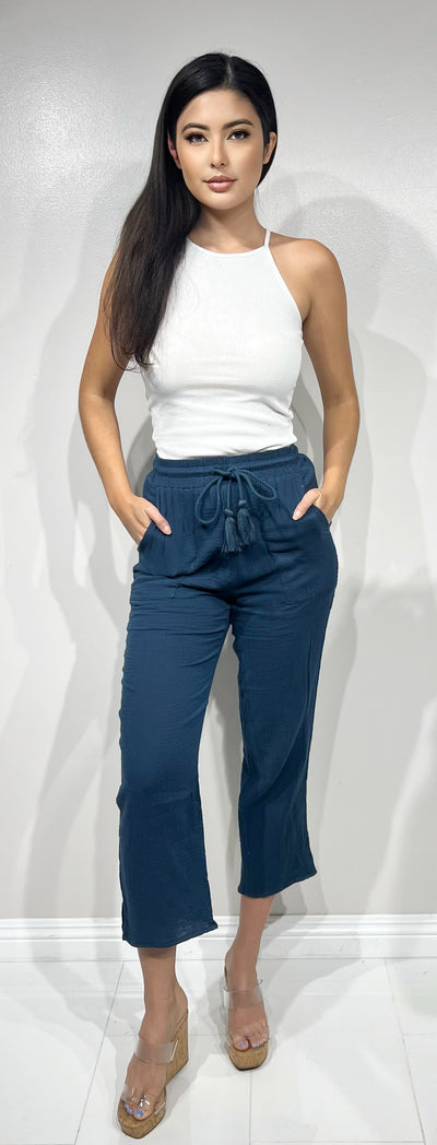 Jeans Warehouse Hawaii - SOLID KNIT PANTS - WIDE LEG COTTON PANTS | By GILLI